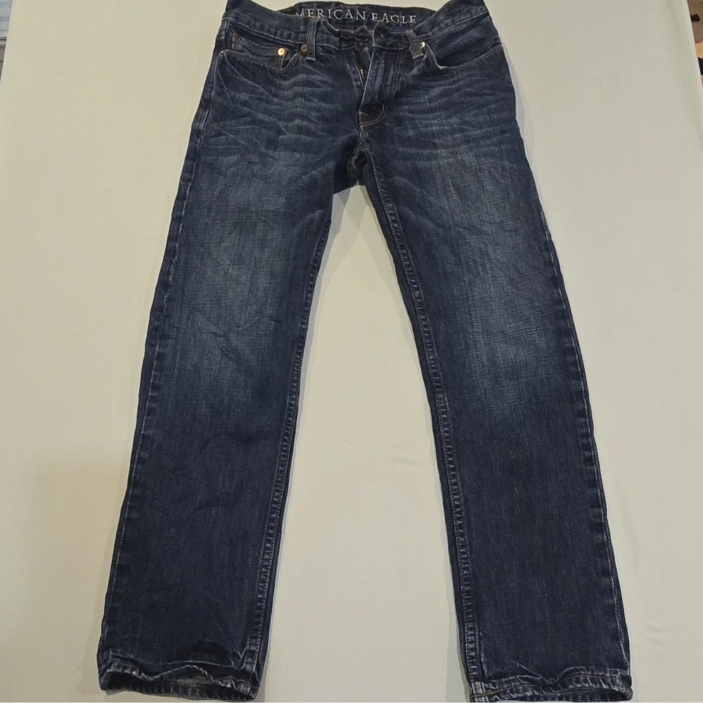 American Eagle Outfitters Slim Straight Blue Dark Wash Jeans